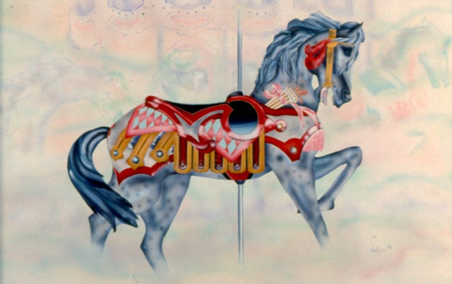 Red lover carousel horse - Daydreams Studio 